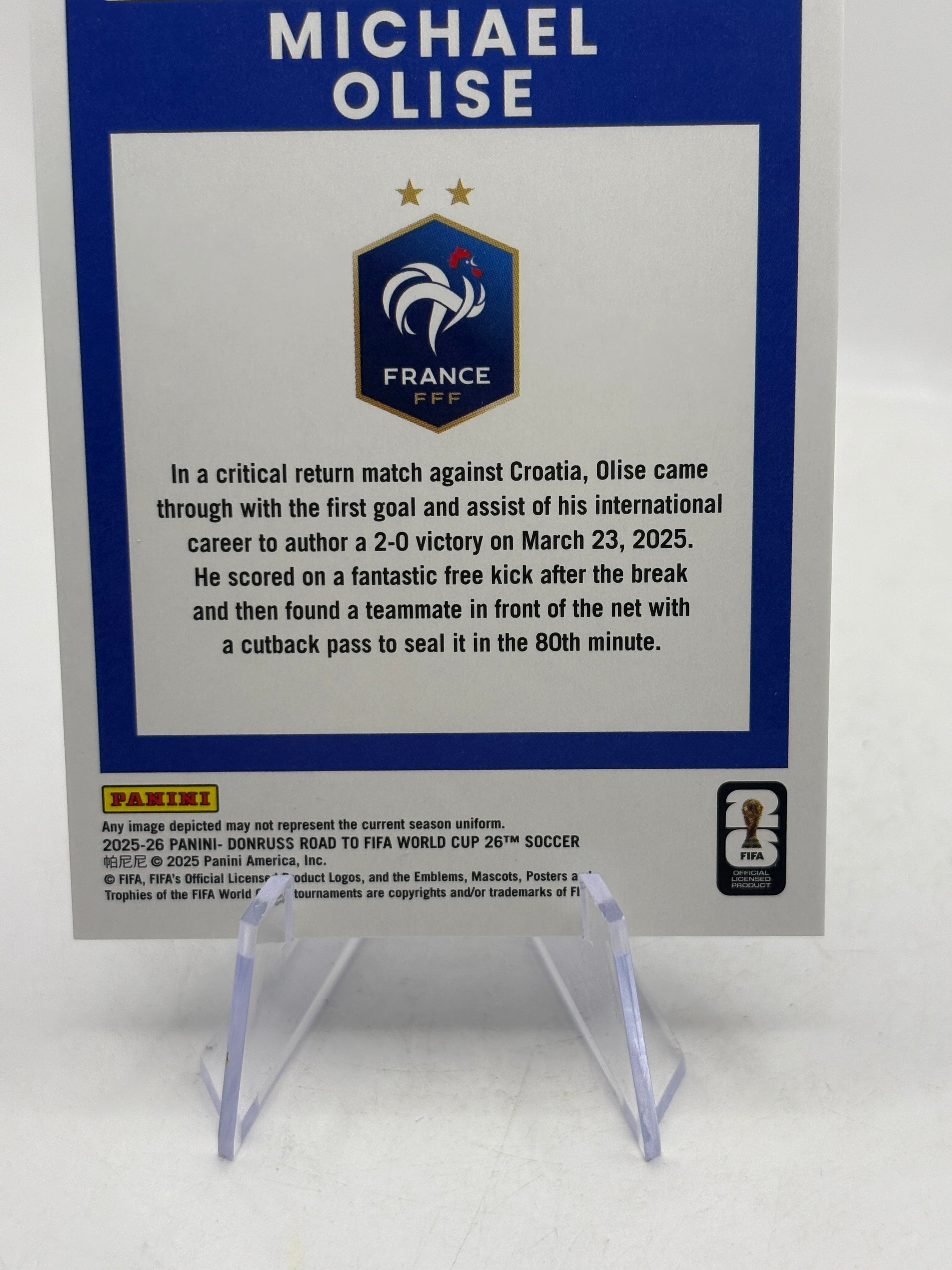 Michael Olise France 2025-26 Donruss Soccer Road FIFA Blue Swirl /399 #140, photo 8
